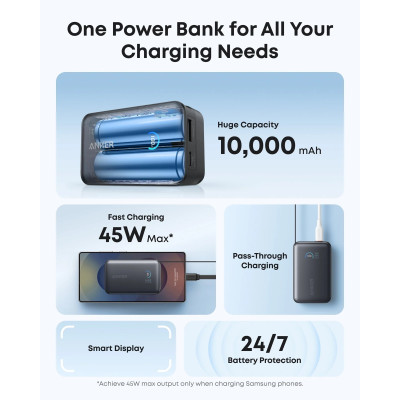 Портативний зарядний пристрій Anker Nano - 10000 mAh 45W Built-In USB-C Cable Black (7206698) Портативний зарядний пристрій Anker Nano - 10000 mAh 45W Built-In USB-C Cable Black (7206698)