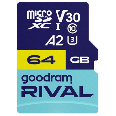 Карта пам'яті GoodRam RIVAL microSDXC 64GB V30 A2 (UHS I U3) + ad (7284586) Карта пам'яті GoodRam RIVAL microSDXC 64GB V30 A2 (UHS I U3) + ad (7284586)