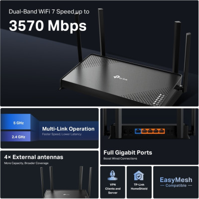 Бездротовий маршрутизатор TP-Link Archer BE220 BE3600 (7224943)