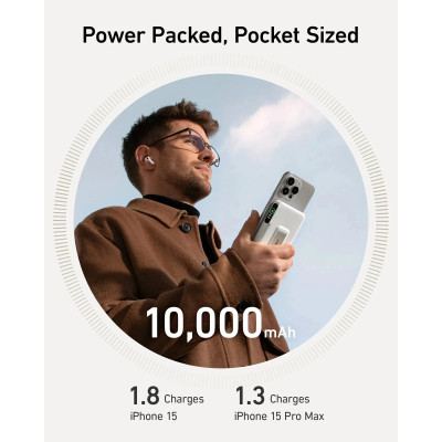 Портативний зарядний пристрій Anker MagGo 10000 mAh Qi2 15W + USB-C PD 27W White (7181286) Портативний зарядний пристрій Anker MagGo 10000 mAh Qi2 15W + USB-C PD 27W White (7181286)