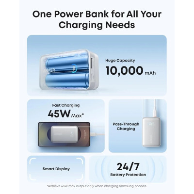 Портативний зарядний пристрій Anker Nano - 10000 mAh 45W Built-In USB-C Cable White (7198078) Портативний зарядний пристрій Anker Nano - 10000 mAh 45W Built-In USB-C Cable White (7198078)