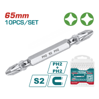 Викрутні насадки TOTAL TAC16PH233, PH2+PH2, 65 мм, 10 шт. (7090269)