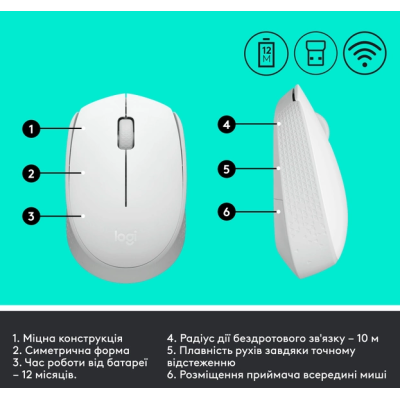Миша комп'ютерна Logitech M171 Wireless Mouse, White (910-006867) (6857590) Миша комп'ютерна Logitech M171 Wireless Mouse, White (910-006867) (6857590)