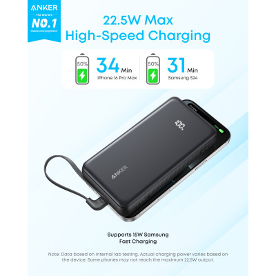 Портативний зарядний пристрій Anker - 20000 mAh 22.5W Built-In USB-C Cable Black (7227883) Портативний зарядний пристрій Anker - 20000 mAh 22.5W Built-In USB-C Cable Black (7227883)