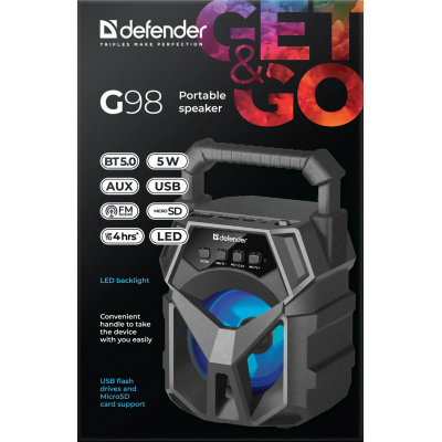 Портативна акустика Defender G98 5W Black (65098) (7055823) Портативна акустика Defender G98 5W Black (65098) (7055823)