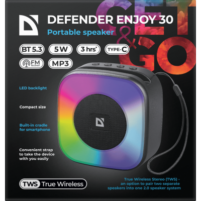 Портативна акустика Defender Enjoy 30 5Вт Black (65930) (7243794) Портативна акустика Defender Enjoy 30 5Вт Black (65930) (7243794)
