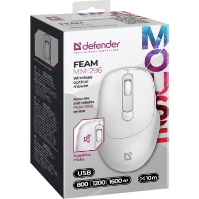 Миша Defender Feam MM-296 White (52297) (7125990) Миша Defender Feam MM-296 White (52297) (7125990)