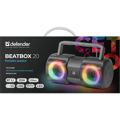 Портативна колонка Defender Beatbox 20 20Вт, Black (65420) (7063514)