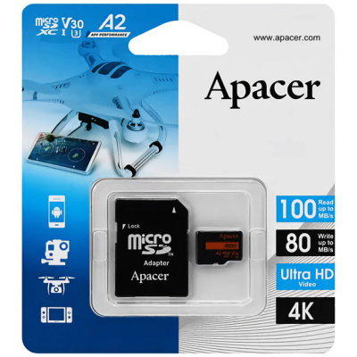 Карта пам'ятi Apacer 64GB MicroSDXC UHS-I/U3 Class 10 (AP64GMCSX10U8-R) + SD адаптер (6884059) Карта пам'ятi Apacer 64GB MicroSDXC UHS-I/U3 Class 10 (AP64GMCSX10U8-R) + SD адаптер (6884059)
