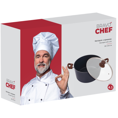 Каструля Bravo Chef класична 24 см (4.1 л) з кришкою (6859888) Каструля Bravo Chef класична 24 см (4.1 л) з кришкою (6859888)