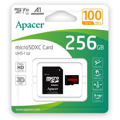 Карта пам'яті Apacer MicroSDHC 256GB UHS-I Class 10 + SD adapter (AP256GMCSX10UB-R) (7045503) Карта пам'яті Apacer MicroSDHC 256GB UHS-I Class 10 + SD adapter (AP256GMCSX10UB-R) (7045503)