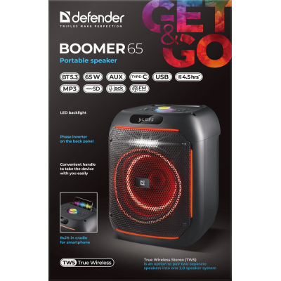 Портативна акустика Defender Beatbox 65 65Вт Black (65265) (7243793)