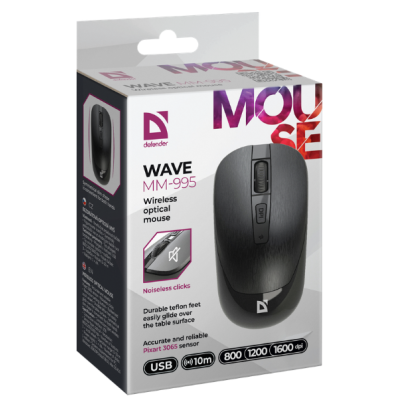 Миша Defender Wave MM-995 Wireless BLACK (52995) (6918379) Миша Defender Wave MM-995 Wireless BLACK (52995) (6918379)